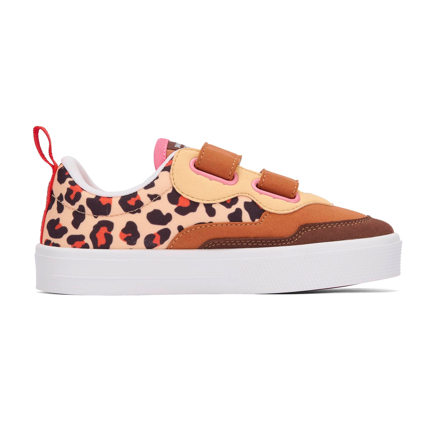 Sapatilhas para criança creme e castanho com estampado leopard, velcro duplo Hello Hossy