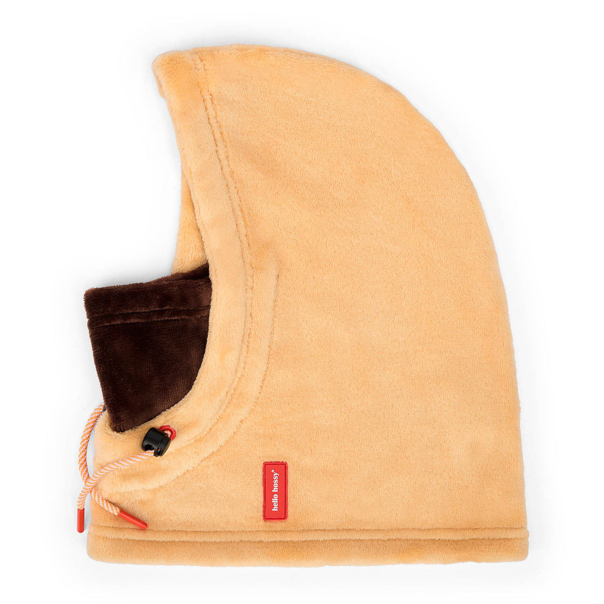 Balaclava de criança bege e castanha, laços ajustáveis, algodão polar Hello Hossy
