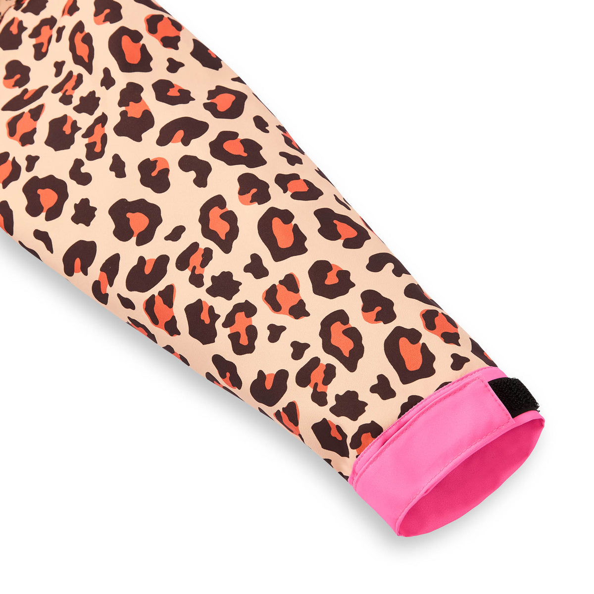 Poncho de chuva impermeável leopard para criança e adulto - detalhe do punho ajustável