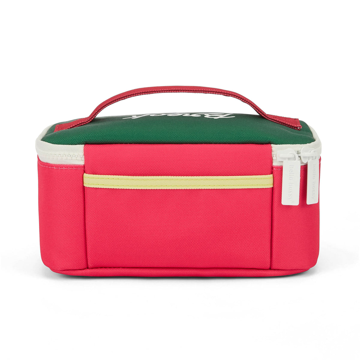 Saco de almoço infantil framboise verde, pega, fecho de correr Hello Hossy