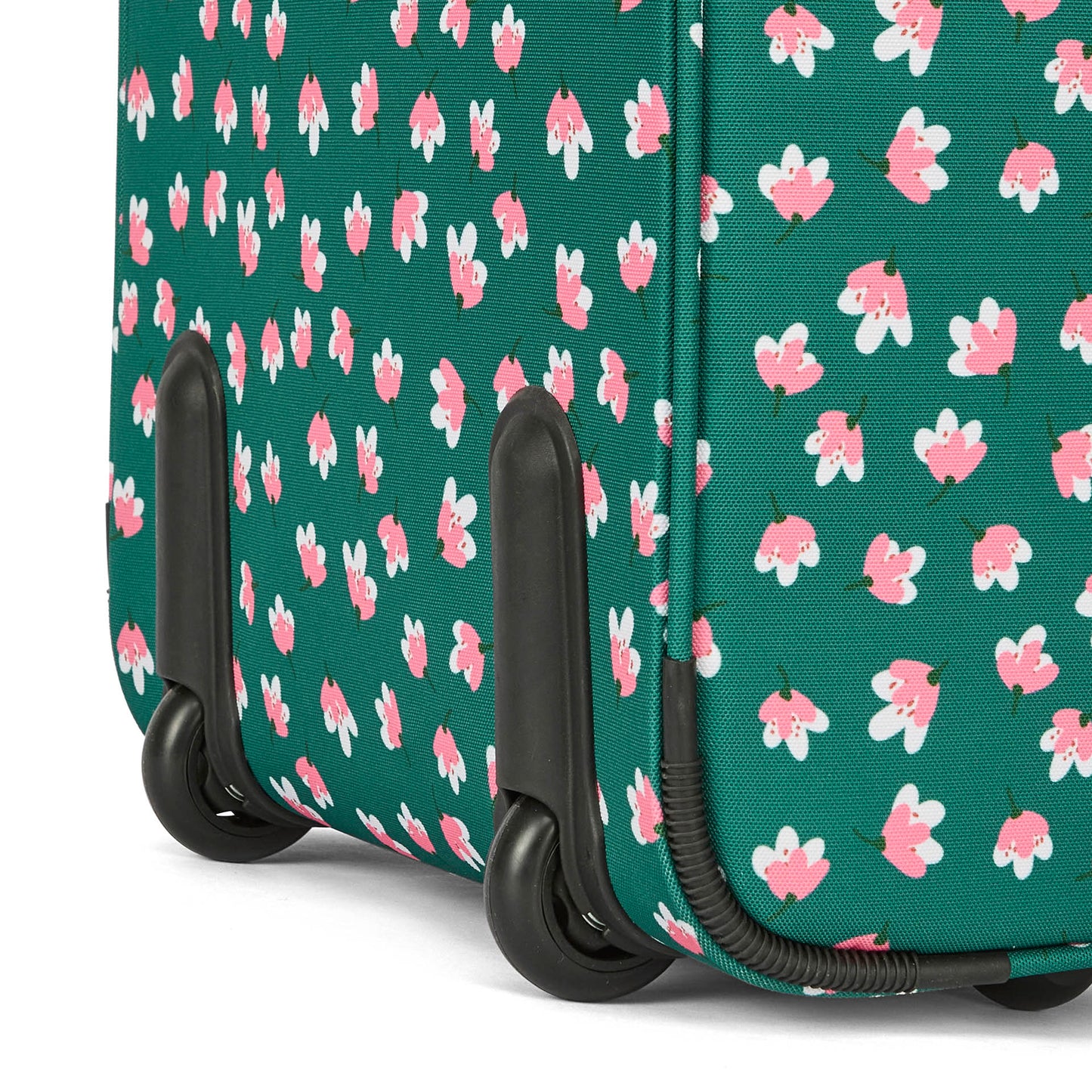 Mala de viagem infantil verde com padrão de flores, rodas pretas Hello Hossy