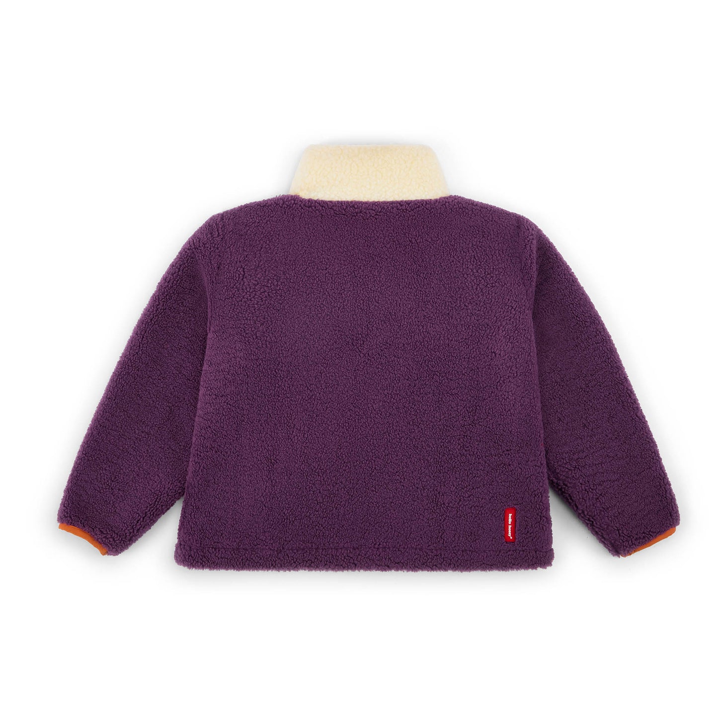 Casaco polar infantil prune com gola alta e detalhe amarelo Hello Hossy