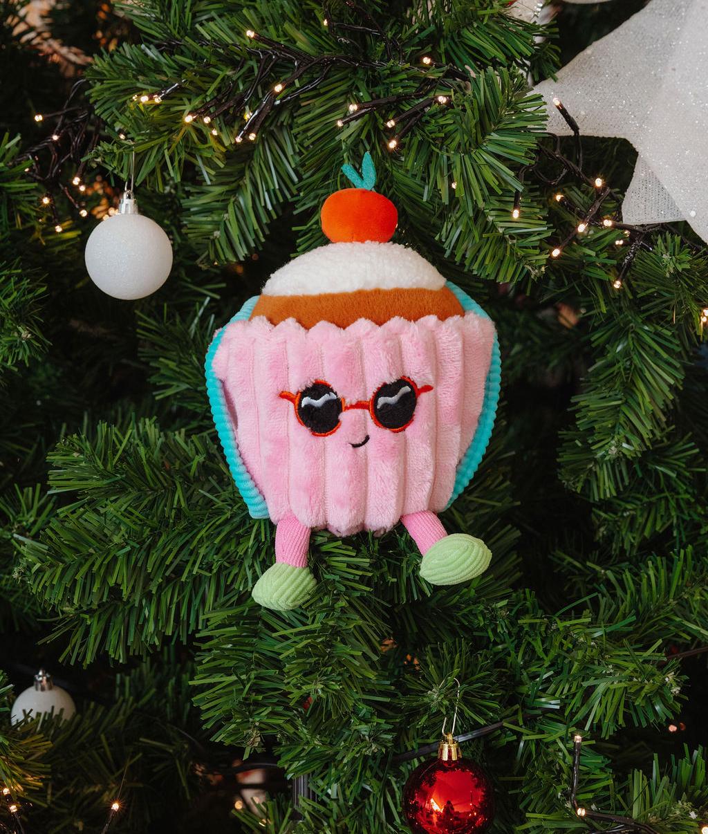 Peluche infantil rosa em forma de bolo com óculos de sol e cereja Hello Hossy