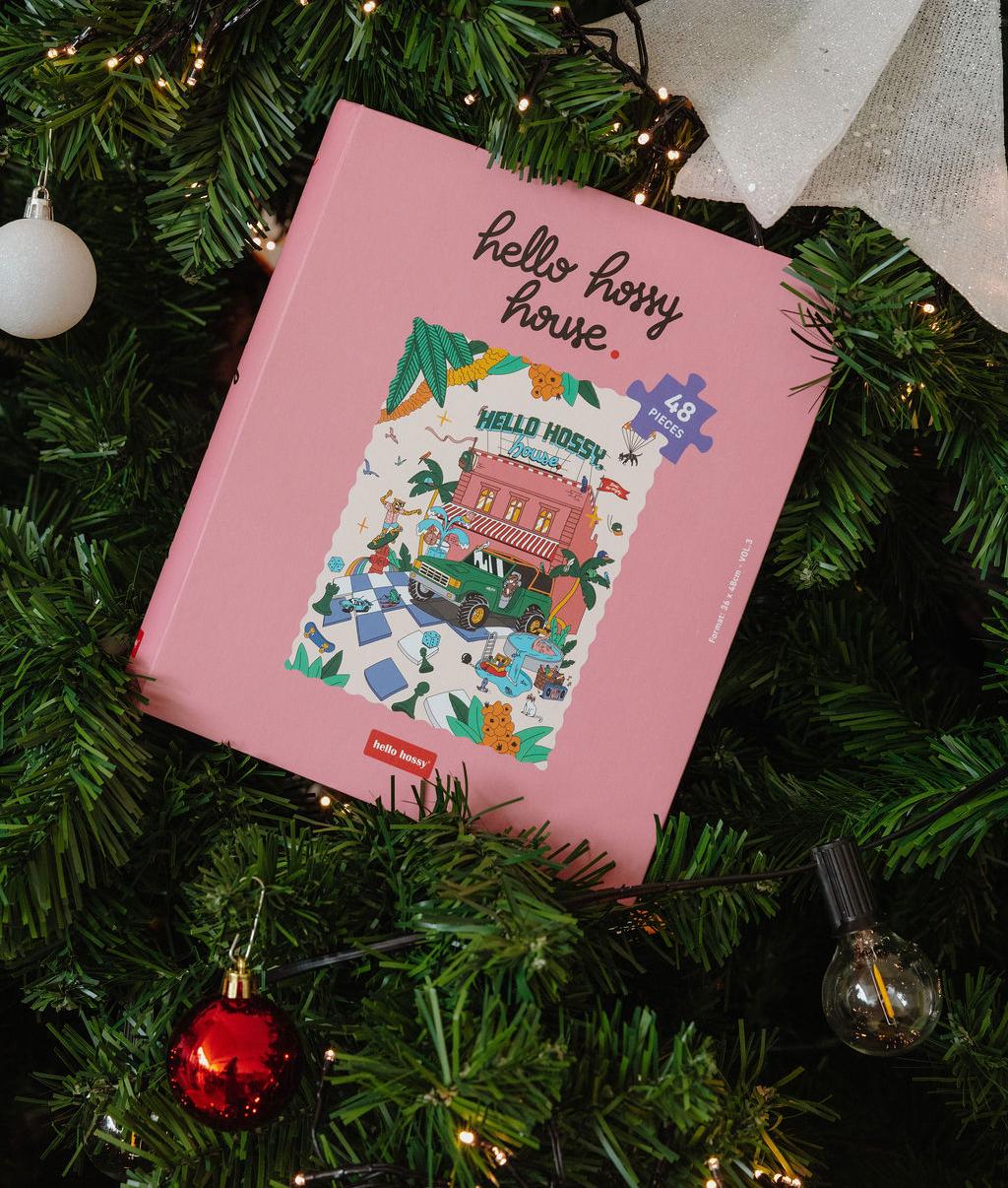Puzzle infantil rosa com ilustração de casa, 48 peças Hello Hossy