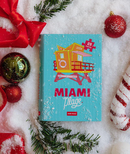 Puzzle infantil turquesa com padrão de praia de Miami, 28 peças Hello Hossy
