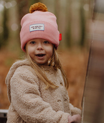 Gorro infantil rosa com pompom e bordado Cool Kids Only Hello Hossy