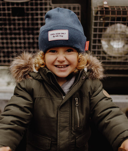Gorro infantil azul chiné, bordado Cool Kids Only Hello Hossy
