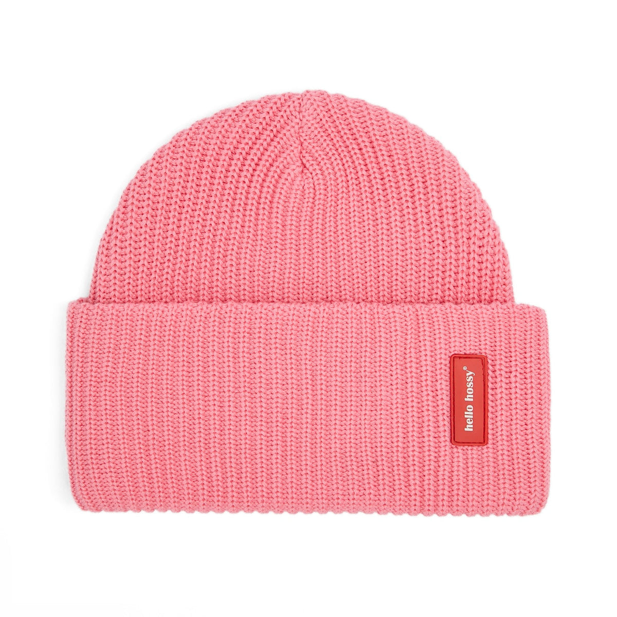 Gorro rosa para criança em malha, etiqueta cosida Hello Hossy