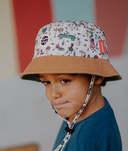 Chapéu bucket Jungly para crianças com cordão, ecorresponsável, certificado Oeko-Tex, a partir dos 9 meses, Cool Kids Only !