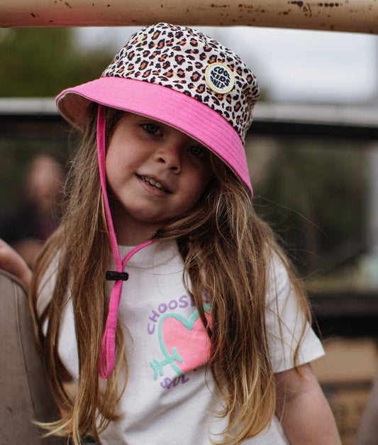Chapéu bucket Leopard #7 para crianças e bebés, Cool Kids Only, Hello Hossy