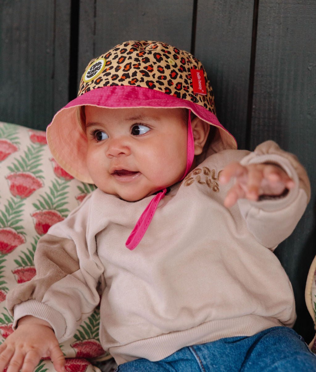 Chapéu bucket Leopard #7 para crianças e bebés, Cool Kids Only, Hello Hossy