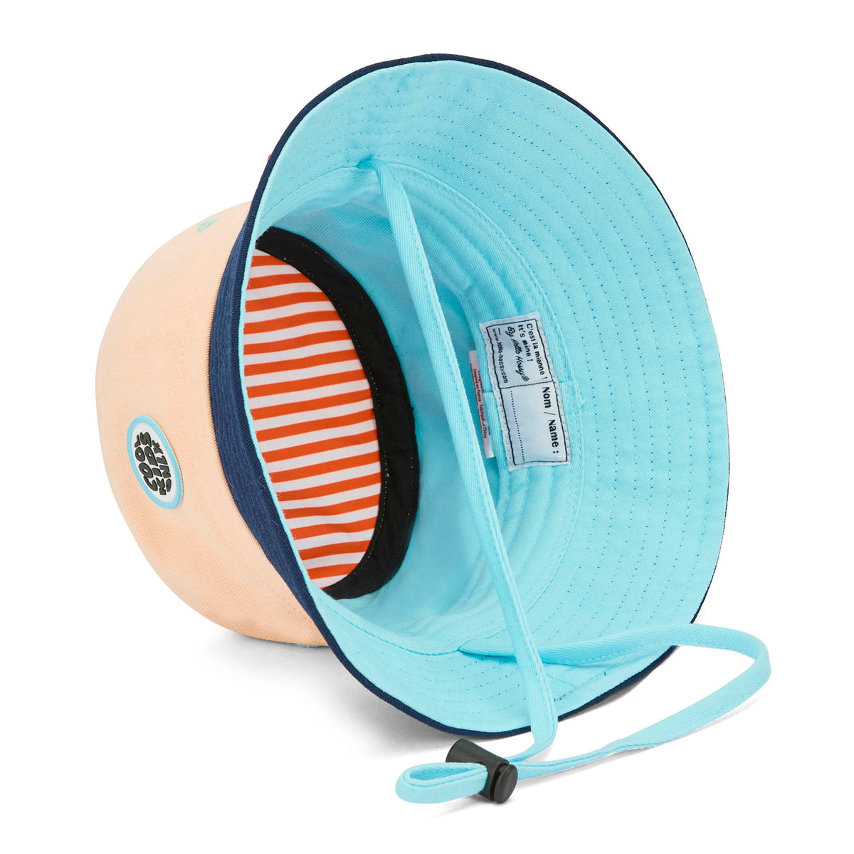Chapéu bucket infantil rosa e azul, cordão ajustável Hello Hossy