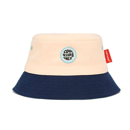 Chapéu bucket para criança bicolor rosa e azul, patch Cool Kids Only Hello Hossy