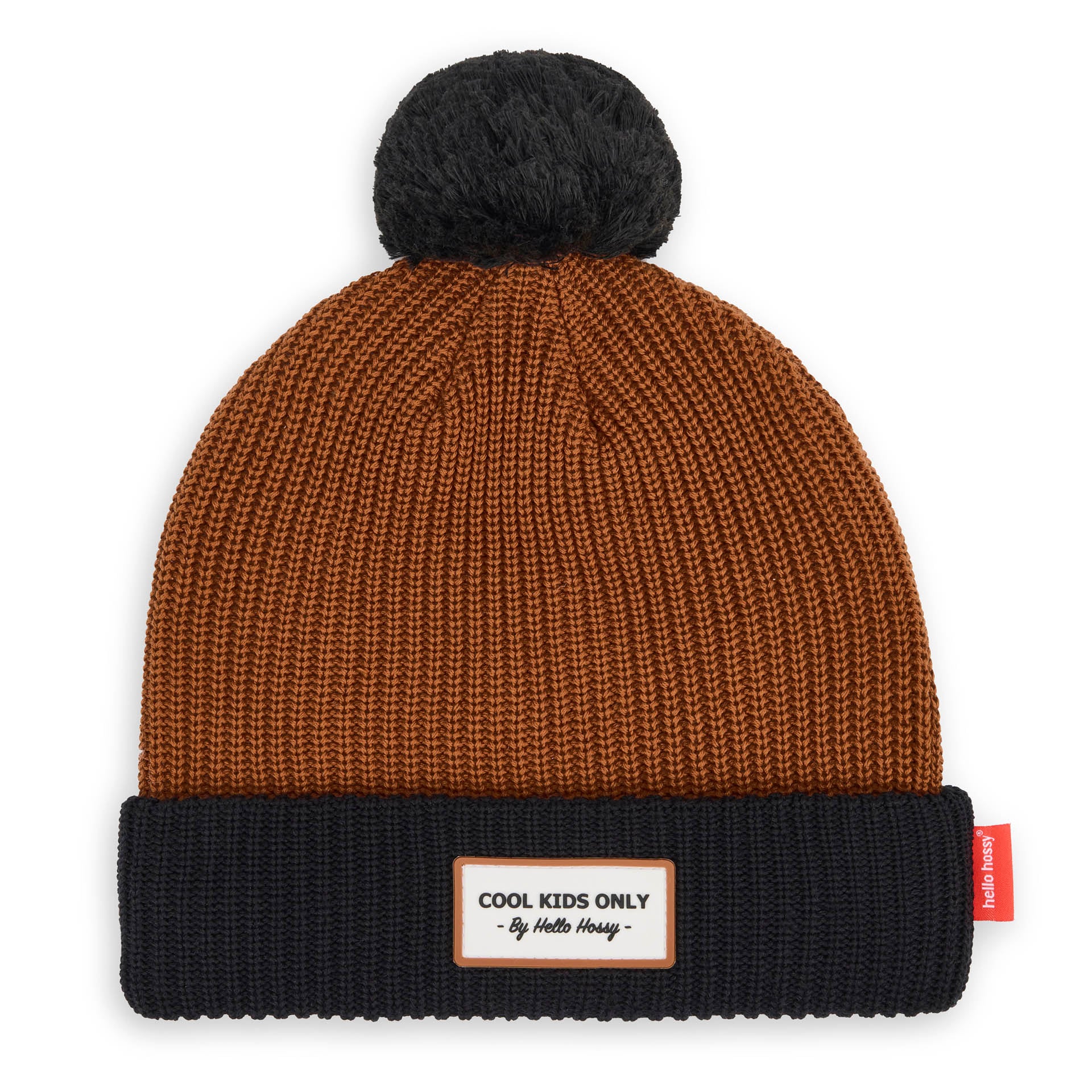 Gorro com pompom Color Block Blacky para criança e bebé – vista plana