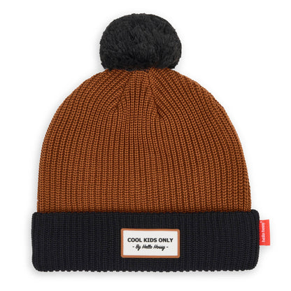 Gorro com pompom Color Block Blacky para criança e bebé – vista plana
