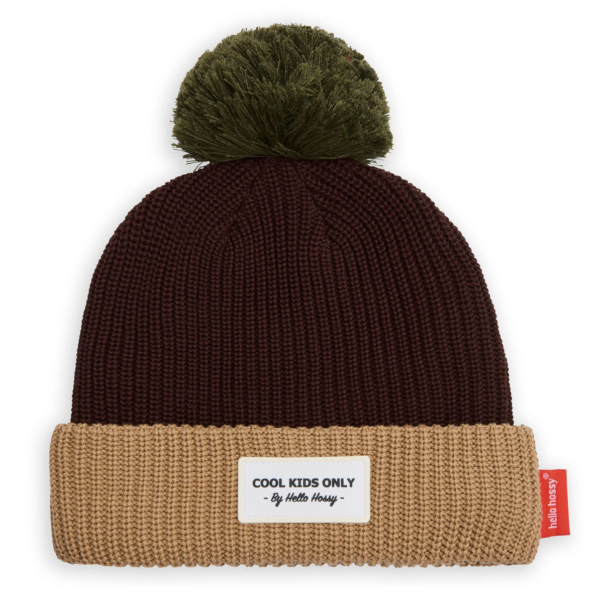 Gorro para crianças Color Block Pistachio, com pompom, forro polar, algodão orgânico, desde os 9 meses, Cool Kids Only!