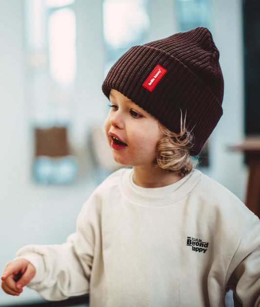 Gorro colorido para crianças e adultos Flow Chocolate, 100% algodão orgânico, sem pompom, a partir dos 9 meses, Cool Kids Only!