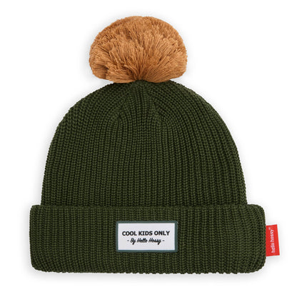 Gorro para crianças Color Block Forest, com pompom, forro polar, algodão orgânico, a partir dos 9 meses, Cool Kids Only!