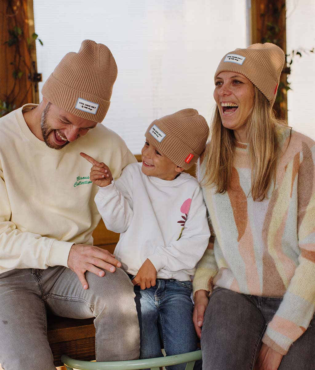 Gorro colorido para pais e filhos Pop Champagne, malha macia e fina, lã, sem pompom, a partir dos 9 meses, Cool Kids Only !
