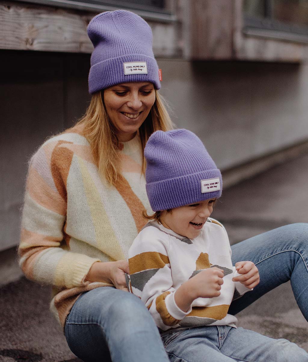 Gorro colorido pais e filhos Pop Purple, malha macia e fina, lã, sem pompom, a partir dos 9 meses, Cool Kids Only!