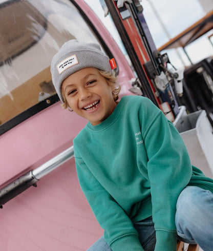 Gorro infantil cinzento chiné com bordado "Cool Kids Only" Hello Hossy