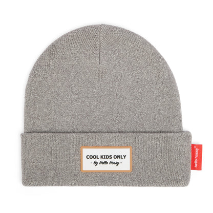Gorro infantil cinzento chiné com bordado Cool Kids Only Hello Hossy