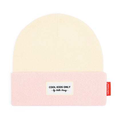 Gorro infantil rosa-claro e amarelo com bordado Cool Kids Only Hello Hossy