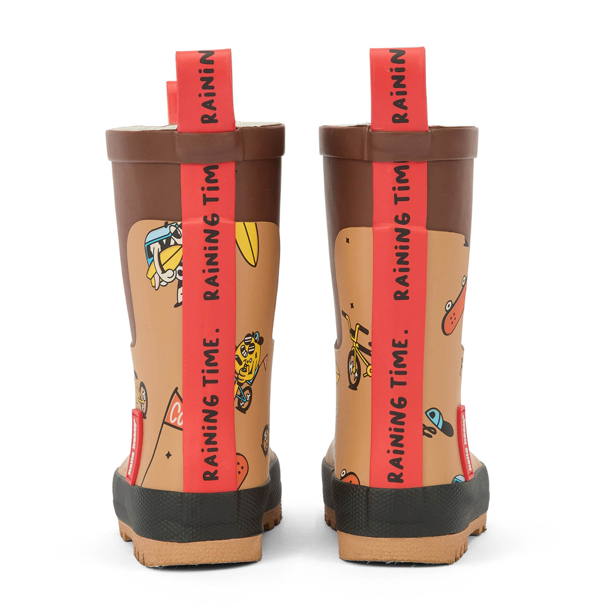 Botas de chuva em borracha Mascots Ride para criança – detalhe da lingueta traseira