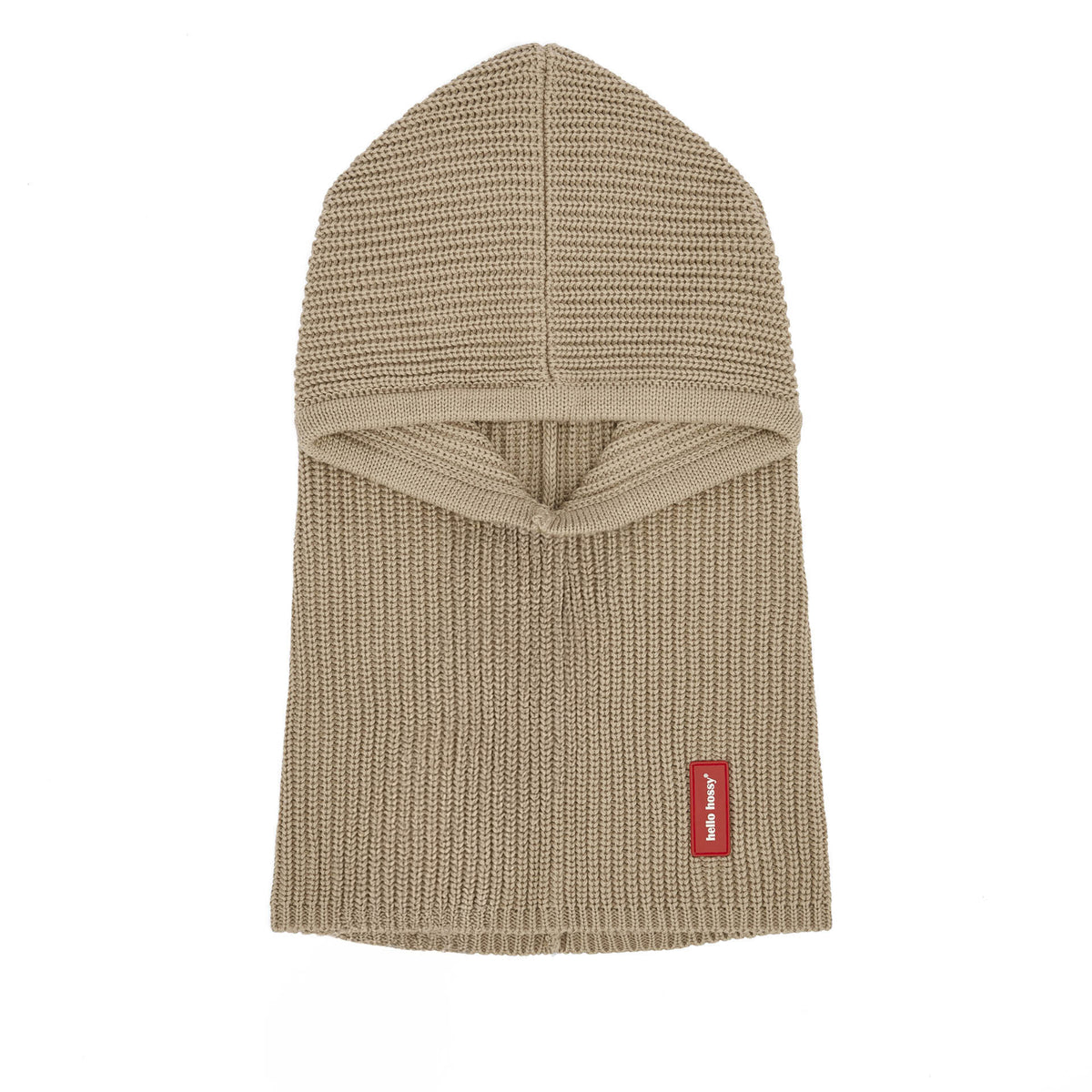 Balaclava de malha bege Hoody Latte para criança e bebé – vista plana