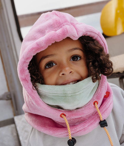 Balaclava infantil rosa e azul em polar, forro ajustável, coleção outono-inverno Hello Hossy
