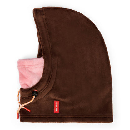 Balaclava infantil castanha com interior rosa e cordão ajustável Hello Hossy