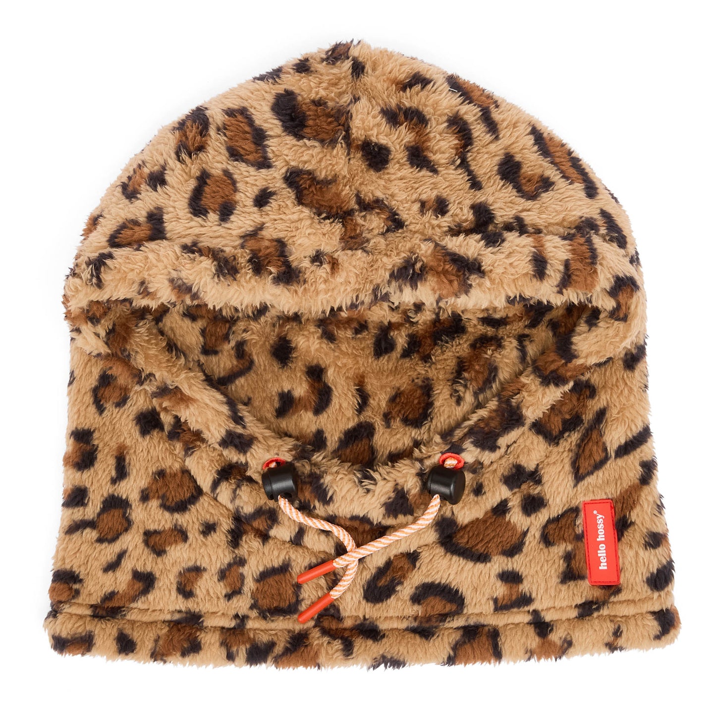 Balaclava infantil castanha com padrão leopard ajustável Hello Hossy