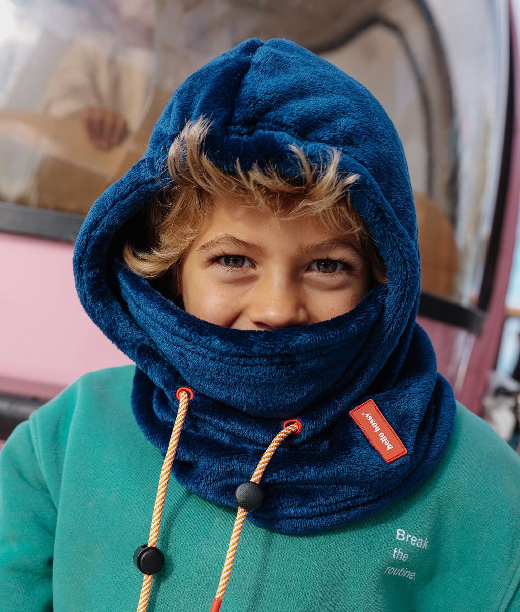 Balaclava infantil azul em polar com atilhos ajustáveis Hello Hossy
