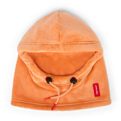 Balaclava infantil laranja em polar, cordão ajustável, Hello Hossy