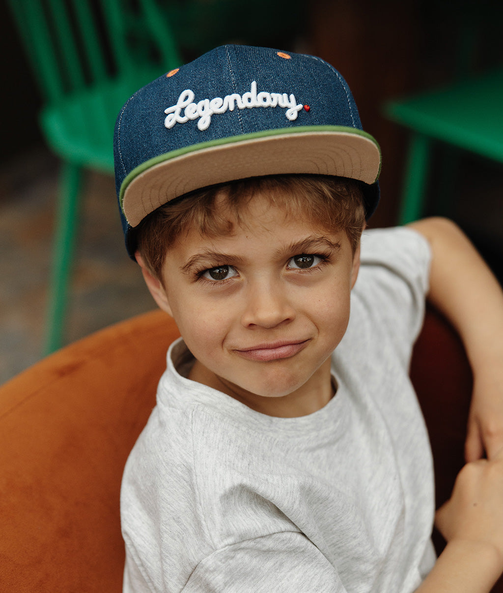 Boné pais e filhos Jean Legendary, pala reta, algodão orgânico, certificado Oeko-Tex, a partir dos 9 meses, Cool Kids Only!