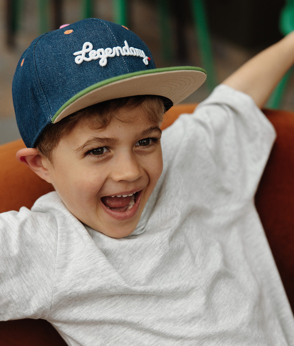 Boné pais e filhos Jean Legendary, pala reta, algodão orgânico, certificado Oeko-Tex, a partir dos 9 meses, Cool Kids Only!
