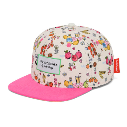 Boné infantil estampado com pala rosa, não usado, Hello Hossy