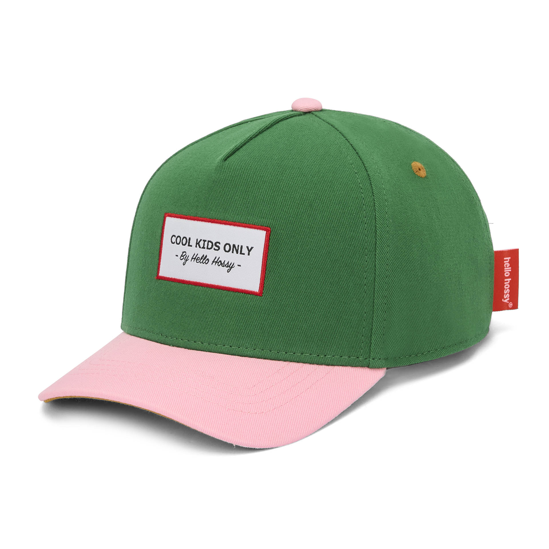 Boné para criança verde com pala rosa, não usado, Hello Hossy