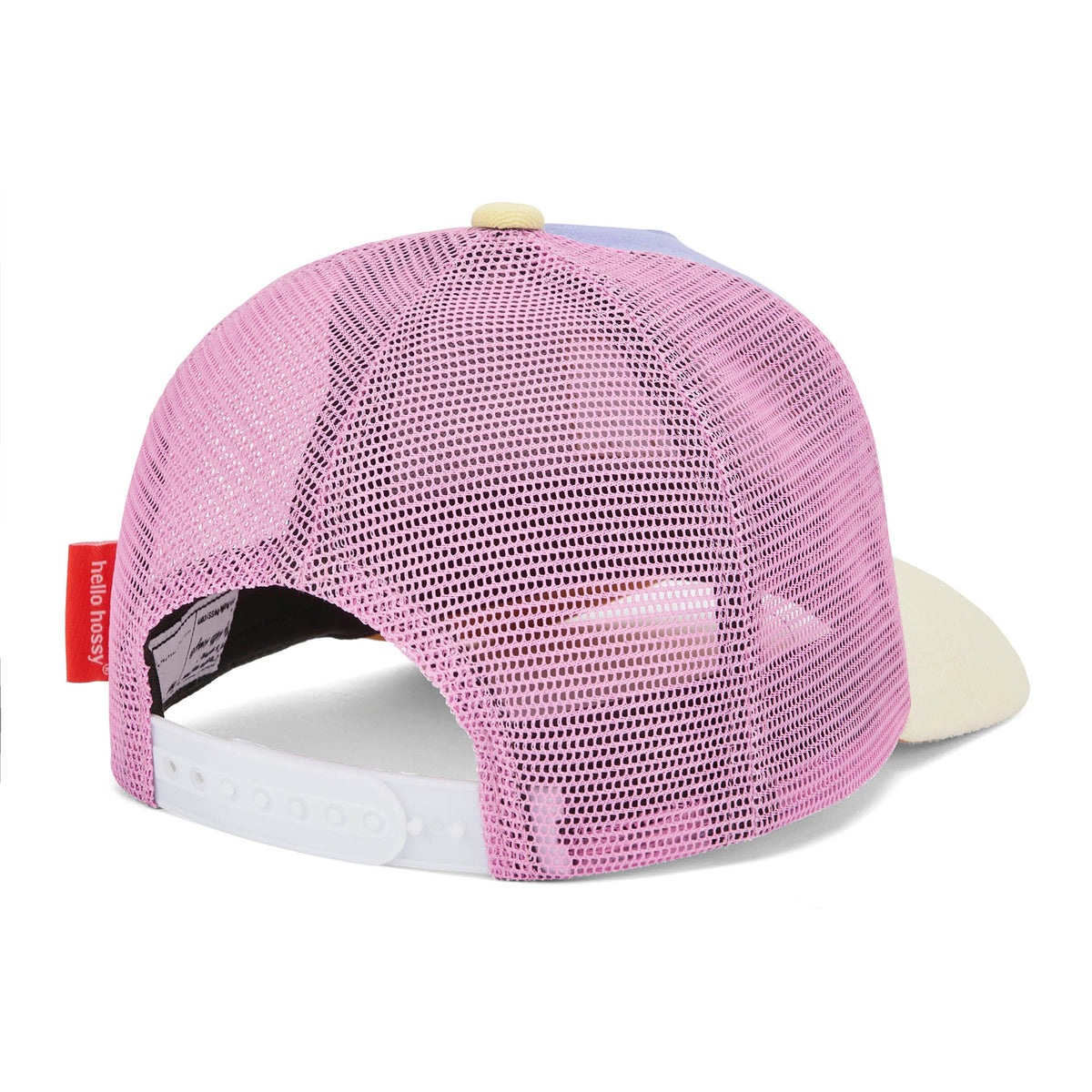 Boné infantil violette e rosa, detalhe de fecho traseiro Hello Hossy