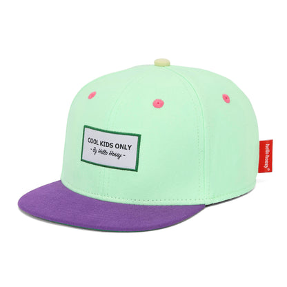 Boné infantil verde-menta com pala violette, não usado Hello Hossy