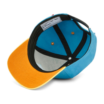 Boné infantil azul com pala amarela e interior preto Hello Hossy