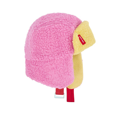 Gorro russo em sherpa e polar bicolor Cozy Kira para criança e bebé – vista de perfil