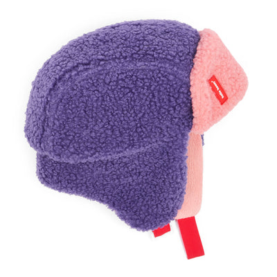 Gorro russo infantil violeta e rosa com efeito sherpa e fecho ajustável Hello Hossy