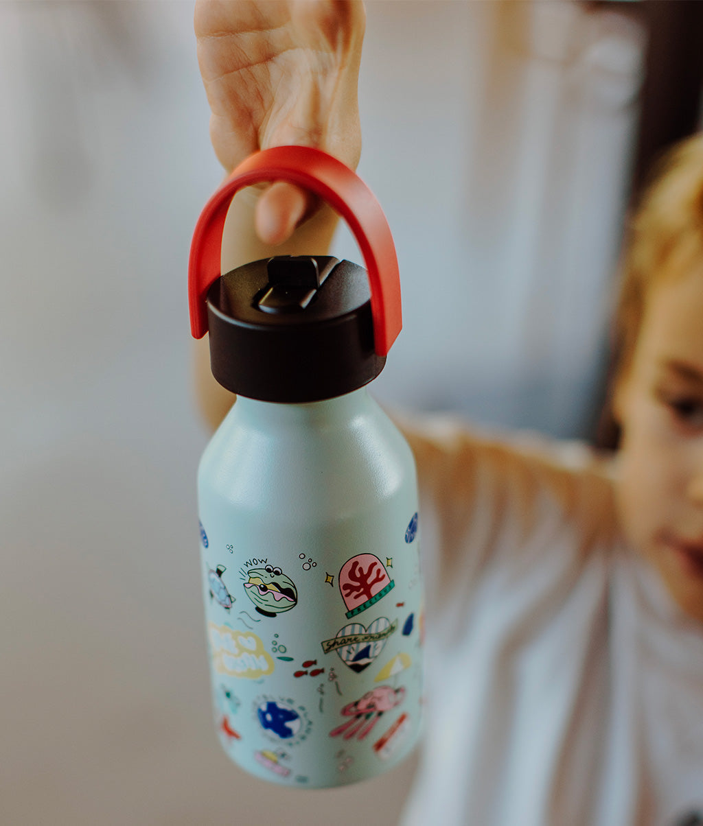Garrafa reutilizável infantil Ocean Lover: isotérmica, 350 ml, adaptada a crianças, Cool Kids Only !