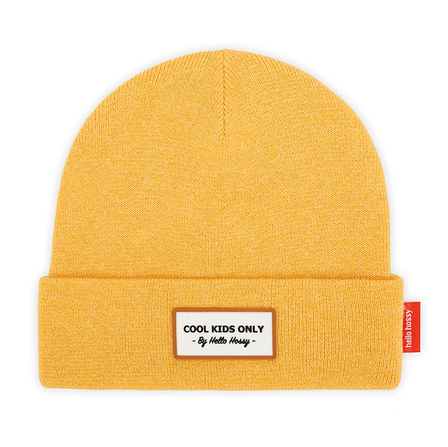 Gorro infantil amarelo chiné, etiqueta bordada Hello Hossy