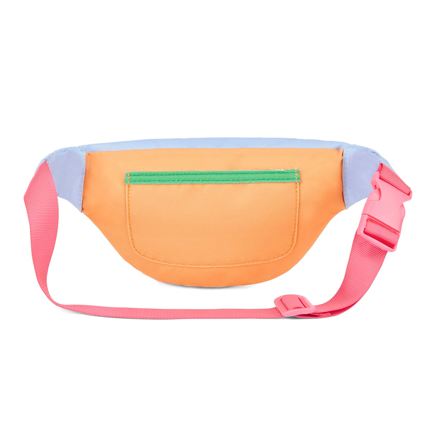 Bolsa de cintura infantil laranja com bolso com fecho e alça rosa Hello Hossy
