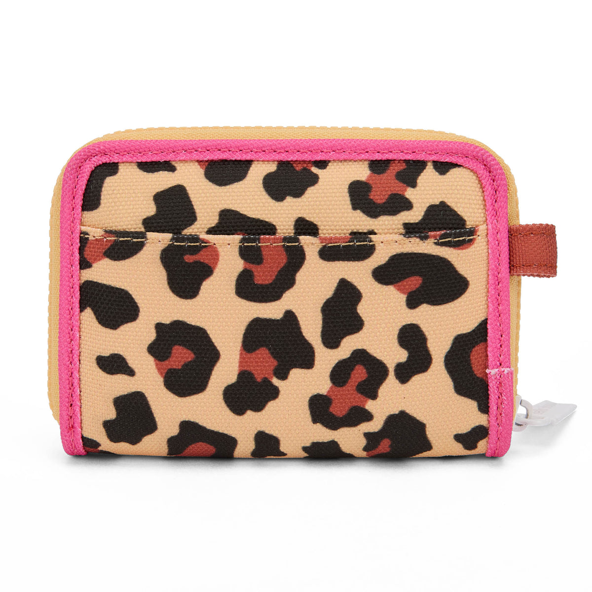 Porta-moedas infantil bege com estampado leopard e rebordo rosa Hello Hossy