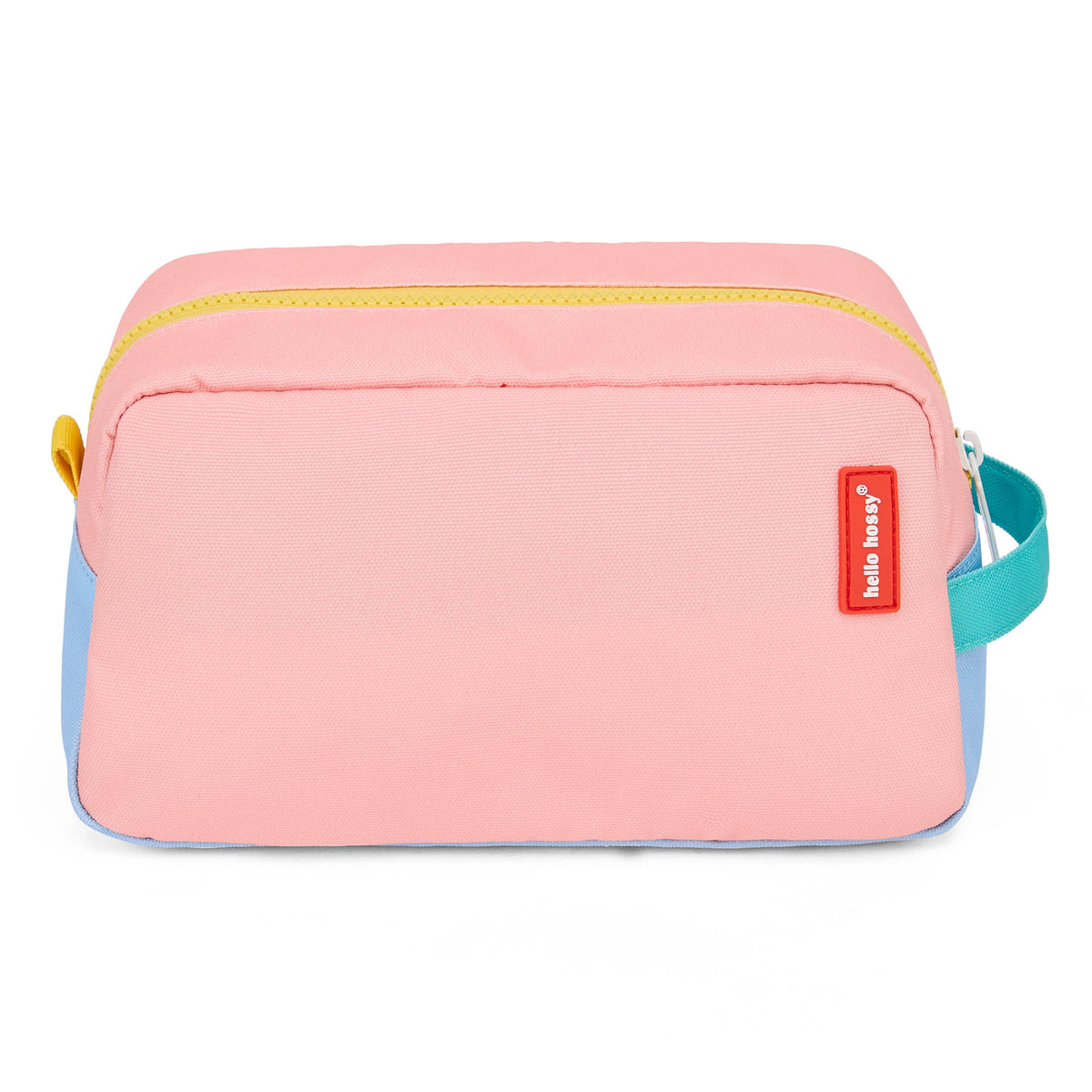 Nécessaire infantil rosa, fecho de correr, pega colorida, Hello Hossy