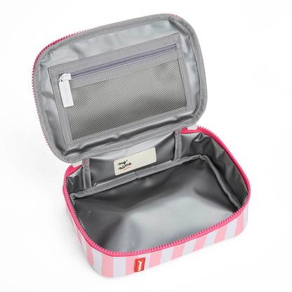 Saco de lanche infantil rosa às riscas, interior cinzento Hello Hossy
