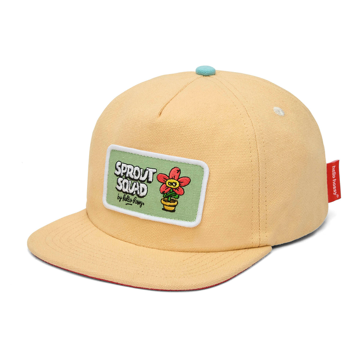 Boné infantil creme com pala reta e patch de flor Hello Hossy